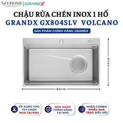 Chậu rửa chén bát 1 hố inox 304 GRANDX GX8045LV VOLCANO 80cm tại thành phố Hồ Chí Minh