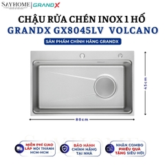 Chậu rửa chén bát 1 hố inox 304 GRANDX GX8045LV VOLCANO 80cm tại thành phố Hồ Chí Minh