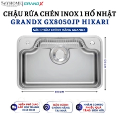 Chậu rửa chén bát 1 hố inox 304 GRANDX GX8050JP HIKARI 80cm - Chính hãng