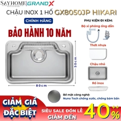 Chậu rửa chén bát 1 hố inox 304 GRANDX GX8050JP HIKARI 80cm tại Thành phố Hồ Chí Minh