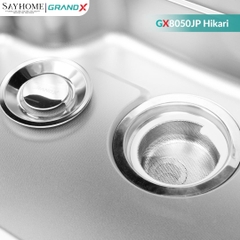 Chậu rửa chén bát 1 hố inox 304 GRANDX GX8050JP HIKARI 80cm - Chính hãng
