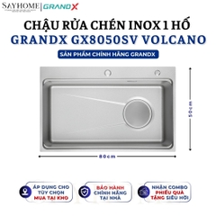 Chậu rửa chén bát 1 hố inox 304 GRANDX GX8050SV VOLCANO 80cm tại thành phố Hồ Chí Minh
