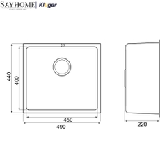 Chậu rửa chén bát 1 hố Nhật Kluger KU5044FS Basic - Hàng chính hãng