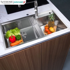 Chậu rửa chén bát 2 hố inox 304 GRANDX GX8648DS SMOOTH 86cm - Chính hãng
