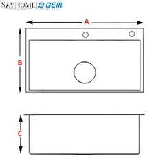 Chậu rửa chén bát 1 hố inox 304 B-Gem BG-R5045_1H, BG-R6045_1H, BG-R6845_1H, BG-R7545_1H, BG-R8050_1H, BG-R8245_1H, BG-R9050_1H, BG-R10050_1H tại thành phố Hồ Chí Minh