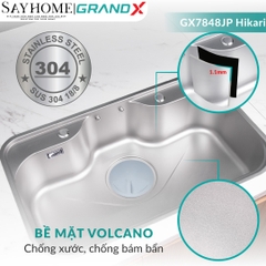 Chậu rửa chén bát 1 hố inox 304 GRANDX GX7848JP HIKARI 78cm - Chính hãng