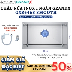 Chậu rửa chén bát 1 hố inox 304 GRANDX GX8646S SMOOTH - 86cm - Chính hãng