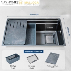 Chậu rửa chén bát 1 hố inox 304 MALLOCA Volcanic MS7743GR tại thành phố Hồ Chí Minh