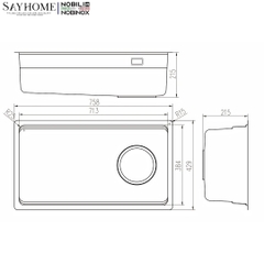 Chậu rửa chén bát 1 hố NOBINOX ARVO V676 75,8cm - Bảo hành lên đến 10 năm
