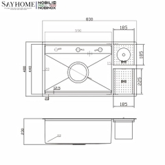 Chậu rửa chén bát 1 hố NOBINOX LUMIA NJ510B 83cm - Bảo hành lên đến 10 năm