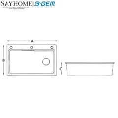 Chậu rửa chén bát B-Gem BG-7545CGT/ 7848CGT/ 8050CGT SKY 3D 1 hộc LINEN, SUS304  - Hàng chính hãng B-GEM