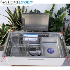 Chậu rửa chén bát B-Gem BG-7545CGT/ 7848CGT/ 8050CGT SKY 3D 1 hộc LINEN, SUS304  - Hàng chính hãng B-GEM