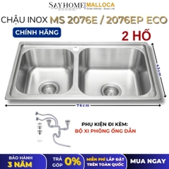 Chậu rửa chén bát 2 hố inox 304 MALLOCA MS 2076E / 2076EP ECO - Chính hãng