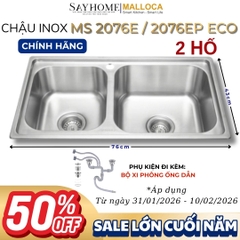 Chậu rửa chén bát 2 hố inox 304 MALLOCA MS 2076E / 2076EP ECO - Chính hãng