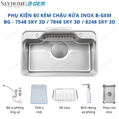 Chậu rửa chén bát 1 hố inox 304 B-GEM BG - 7548 Sky 3D, BG - 7848 Sky 3D, BG - 8248 Sky 3D tại thành phố Hồ Chí Minh
