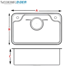 Chậu rửa chén bát 1 hố inox 304 B-GEM BG - 7548 Sky 3D, BG - 7848 Sky 3D, BG - 8248 Sky 3D tại thành phố Hồ Chí Minh