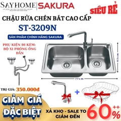 Chậu rửa chén bát SAKURA ST-3209N cao cấp INOX 304 - Chính hãng