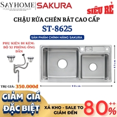 Chậu rửa chén bát SAKURA ST-8265 cao cấp INOX 304 - Chính hãng