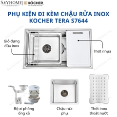 Chậu rửa chén bát 1 hố inox 304 KOCHER TERA S7644 76cm - Chính hãng