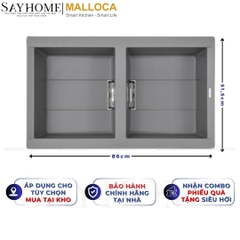 Chậu rửa chén bát đá Granite 2 hố MALLOCA SMART K-450 - Chính hãng