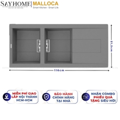 Chậu rửa chén bát đá Granite 2 hố MALLOCA SMART K-500 - Chính hãng
