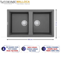 Chậu rửa chén bát đá Granite 2 hố MALLOCA TITANIUM K-45073 - Chính hãng