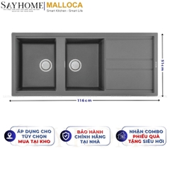 Chậu rửa chén bát đá Granite 2 hố MALLOCA TITANIUM K-50073 - Chính hãng