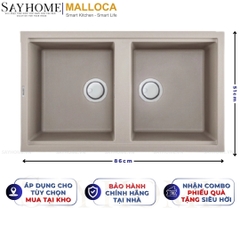 Chậu rửa chén bát đá Granite 2 hố MALLOCA TORTORA K-45043 - Chính hãng