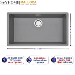 Chậu rửa chén bát đá Granite 1 hố MALLOCA ZEN K-13073 75cm - Chính hãng