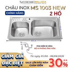 Chậu rửa chén bát 2 hố inox 304 MALLOCA MS 1003 NEW - Chính hãng