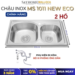 Chậu rửa chén bát 2 hố inox 304  MALLOCA MS 1011 NEW ECO - Chính hãng