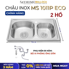 Chậu rửa chén bát 2 hố inox 304 MALLOCA MS 1011P ECO - Chính hãng