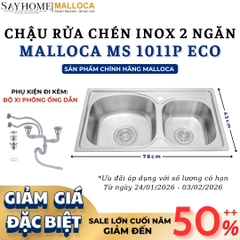Chậu rửa chén bát 2 hố inox 304 MALLOCA MS 1011P ECO - Chính hãng