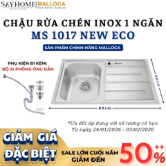 Chậu rửa chén bát 1 hố inox 304 MALLOCA MS 1017 NEW  ECO - Chính hãng