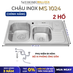 Chậu rửa chén bát 2 hố inox 304 MALLOCA MS 1024 - Chính hãng