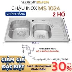Chậu rửa chén bát 2 hố inox 304 MALLOCA MS 1024 - Chính hãng