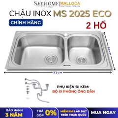 Chậu rửa chén bát 2 hố inox 304 MALLOCA MS 2025 ECO - Chính hãng