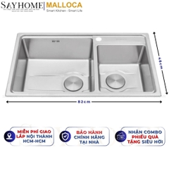 Chậu rửa chén bát 2 hố inox 304 MALLOCA MS 5082W - Chính hãng