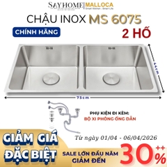 Chậu rửa chén bát 2 hố inox 304 MALLOCA MS 6075 - Chính hãng