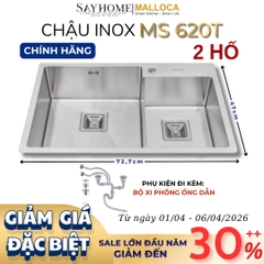 Chậu rửa chén bát 2 hố inox 304 MALLOCA MS 620T - Chính hãng