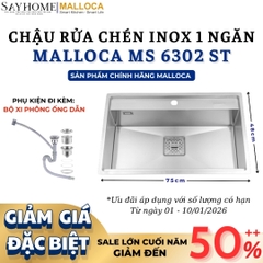 Chậu rửa chén inox MALLOCA MS 6302 ST - Hàng chính hãng