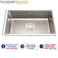 Chậu rửa chén bát 1 hố inox 304 MALLOCA MS 7645 LINEN 76cm - Chính hãng