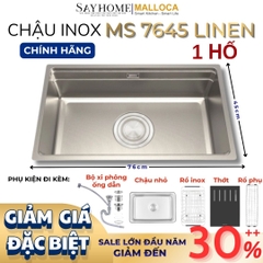 Chậu rửa chén bát 1 hố inox 304 MALLOCA MS 7645 LINEN 76cm - Chính hãng