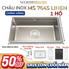 Chậu rửa chén bát 1 hố inox 304 MALLOCA MS 7645 LINEN 76cm - Chính hãng