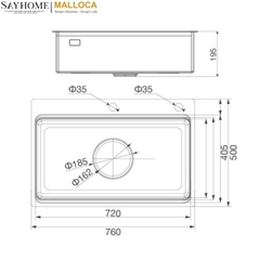 Chậu rửa chén inox MALLOCA MS 7650 LINEN - Hàng chính hãng