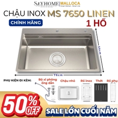 Chậu rửa chén bát 1 hố inox 304 MALLOCA MS 7650 LINEN 76cm - Chính hãng