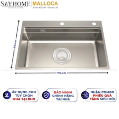 Chậu rửa chén bát 1 hố inox 304 MALLOCA MS 7650 LINEN 76cm - Chính hãng