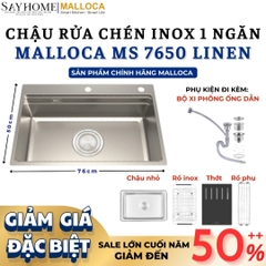 Chậu rửa chén inox MALLOCA MS 7650 LINEN - Hàng chính hãng