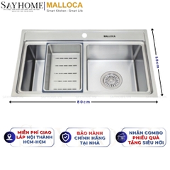 Chậu rửa chén inox MALLOCA MS 8812 2 ngăn - Hàng chính hãng