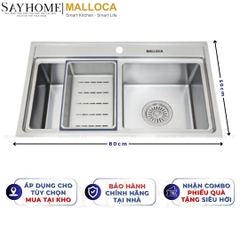 Chậu rửa chén inox MALLOCA MS 8812 2 ngăn - Hàng chính hãng